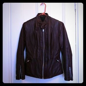 Cherry coke colored leather jacket